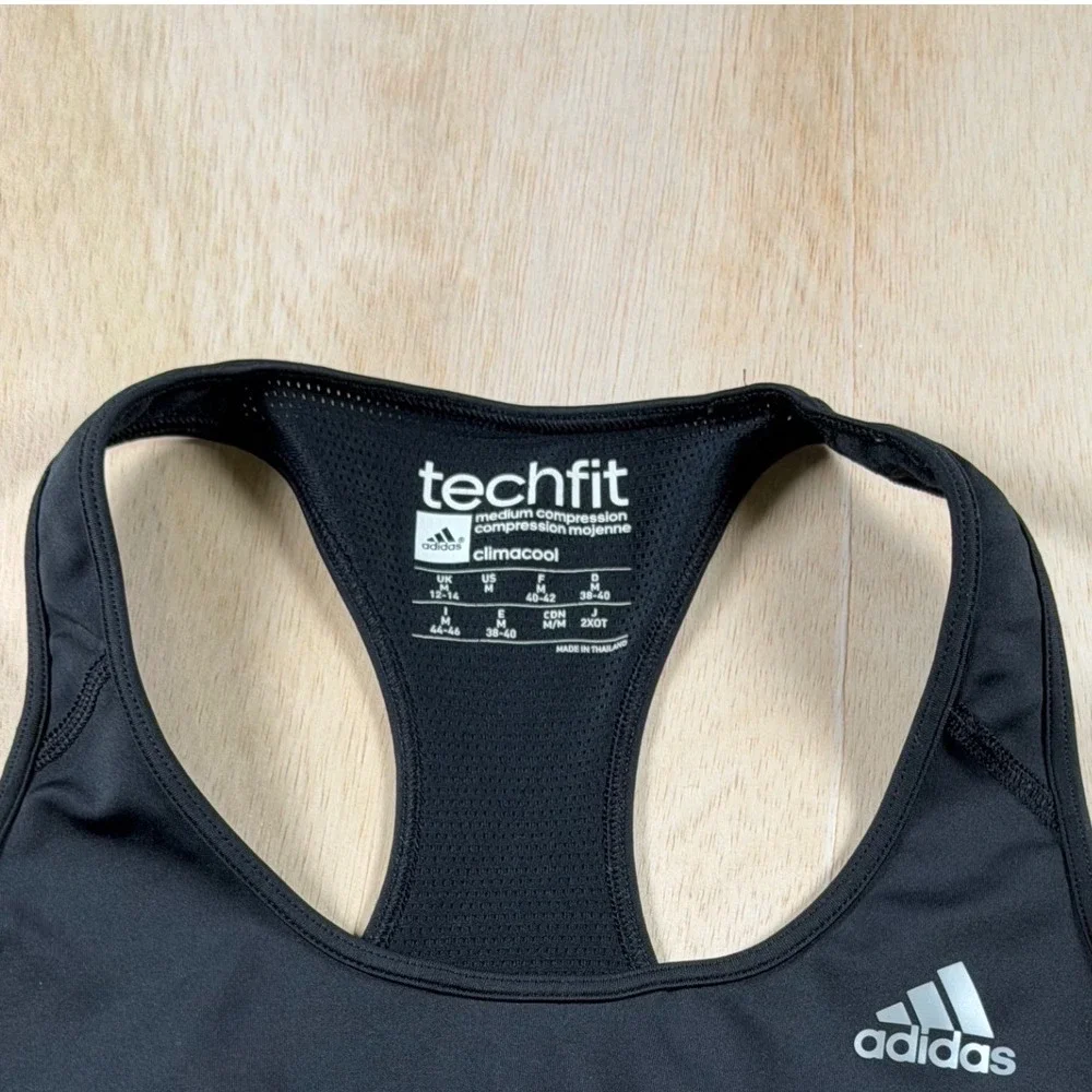 Adidas Techfit Medium Compression Climacool Sports Bra Girls Black Size M 12-14